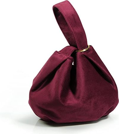 Amazon.com: Women Clutch Velvet Top Handle Bag Wristlet Small Tote Purse (Burgundy) : Clothing, Shoes & Jewelry
