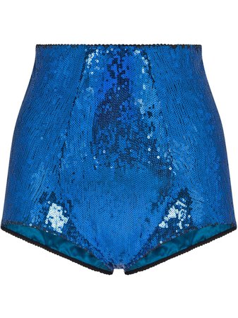 DOLCE & GABBANA Blue Sequin Shorts - Farfetch