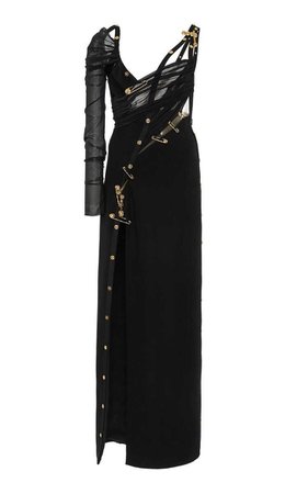 Studded Chiffon Slit Dress by VERSACE
