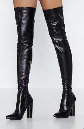 Black Thigh High Leather Boots