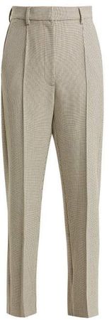 Checked Wool Blend Trousers - Womens - Beige Multi