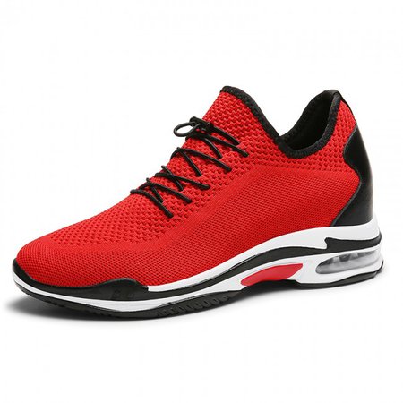 Red Elevator Racing Shoes Flyknit Fashion Trainers Add Your Height 3.4inch / 8.5cm