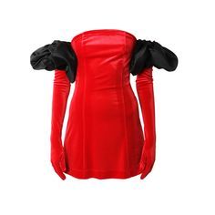 red black velvet dress glove set