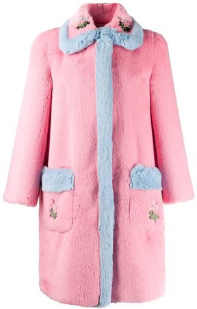 faux-fur embroidered coat