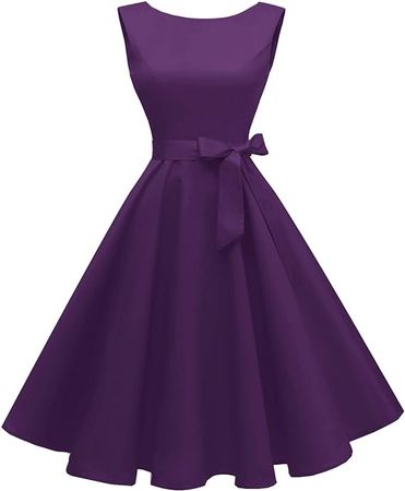 Amazon.com: Hanpceirs Women's Boatneck Sleeveless Swing Vintage 1950s Cocktail Dress Deep Purple 3X New : Clothing, Shoes & Jewelry