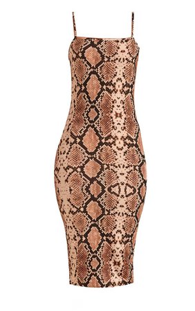Beige Snake Dress | Dresses | PrettyLittleThing USA