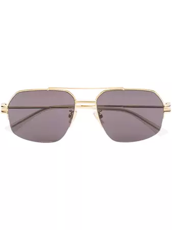 Bottega Veneta Eyewear Square Pilot Frame Sunglasses - Farfetch