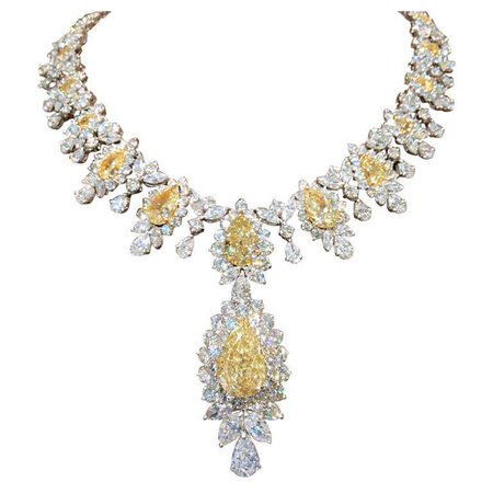 Incredible Yellow and White Diamond Necklace For Sale at 1stdibs