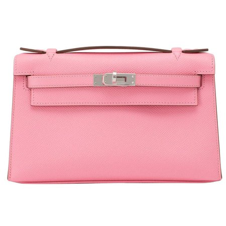 Hermes Rose Confetti Epsom Pink Pochette Cut Clutch Kelly Bag at 1stDibs