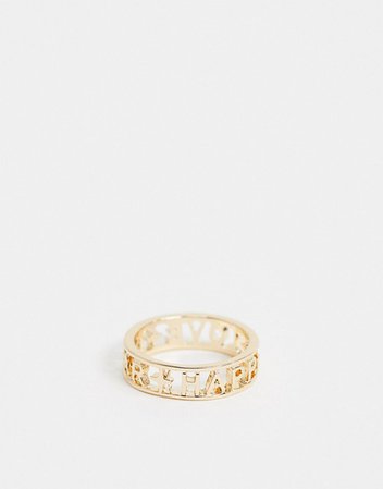 ASOS DESIGN ring in cut out word design In gold tone | ASOS