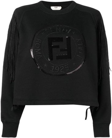 fringed logo sweatshirt