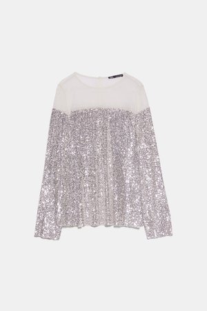 SEQUIN TOP - NEW IN-WOMAN | ZARA United States silver
