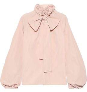 Pussy-bow Ruffle-trimmed Shell Blouse