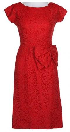 60s Red Lace Midi Dress - S Red £48.7500 | Rokit Vintage Clothing