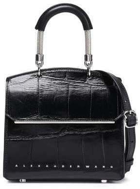 Croc-effect Leather Shoulder Bag