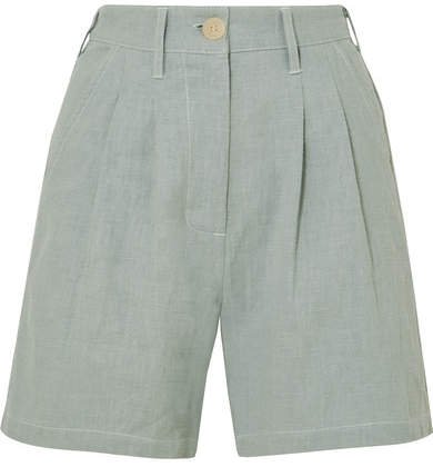 L.F.Markey - Pleated Linen And Cotton-blend Shorts - Blue