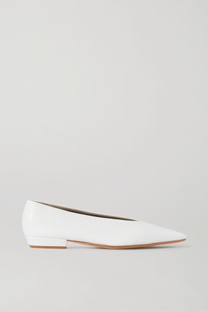 Leather Ballet Flats - White