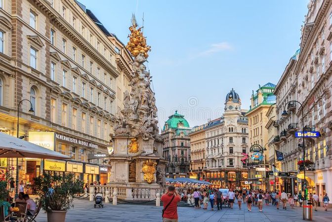 Vienna, Austria - 19 August, 2018: Graben, a famous street in Vienna