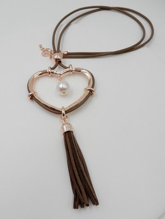 Heart Tassel Pendant Necklace Long Necklace Heart Necklace | Etsy