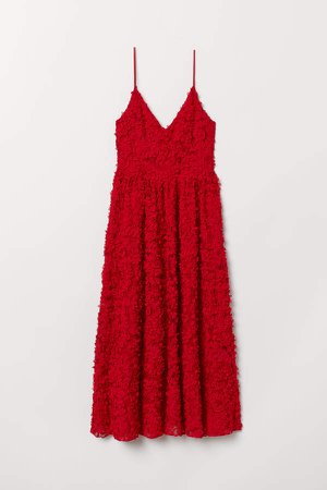Dress with Appliques - Red