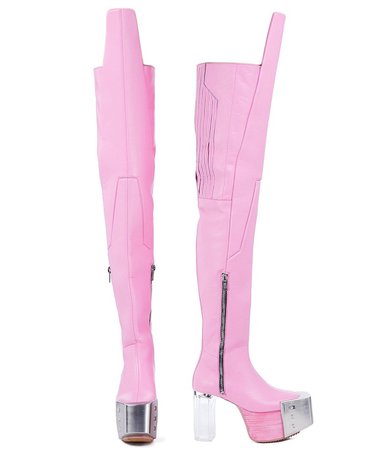 rick owens ss2021 phlegethon pink thigh high platform wader boots
