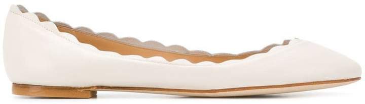 scalloped edge ballerina shoes