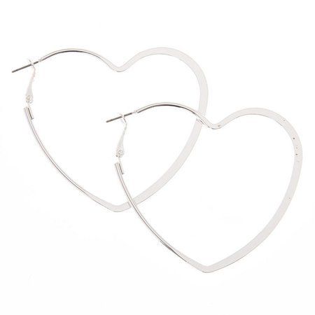 Silver 65MM Heart Hoop Earrings | Claire's