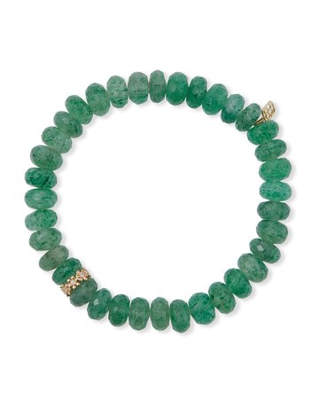 Sydney Evan 14k Diamond Daisy Rondelle Green Quartz Bracelet