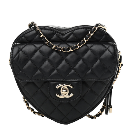 CHANEL Lambskin Quilted CC In Love Heart Bag Black