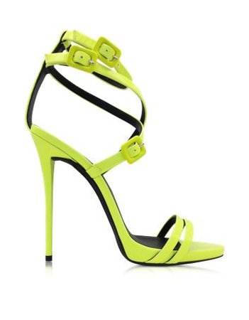 Giuseppe Zanotti Neon Yellow Leather Ankle Strap Sandals