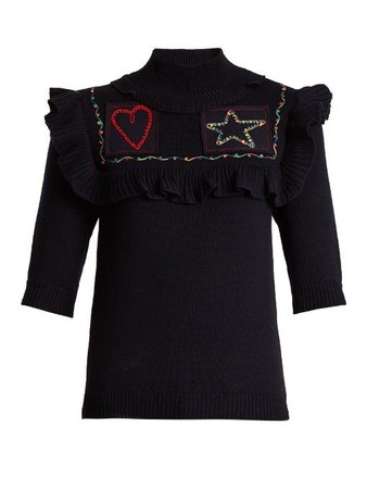 Heart Star Patch Virgin Wool Sweater