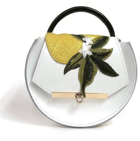 Angela Valentine Handbags - Loel Mini Military Bee Crossbody Bag in White Lemon