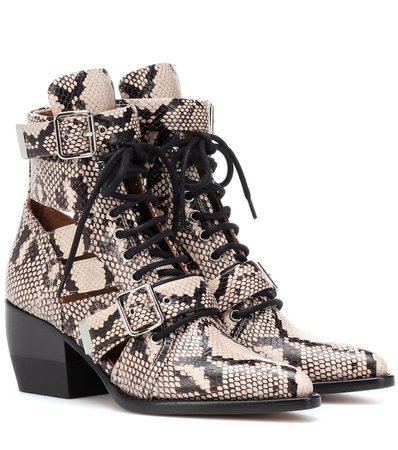 Rylee Snake-Embossed Leather Ankle Boots | Chloé - mytheresa.com