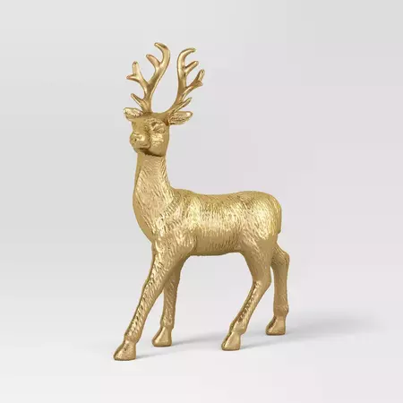12.5" Metallic Plastic Standing Deer Animal Christmas Figurine - Wondershop™ Gold : Target