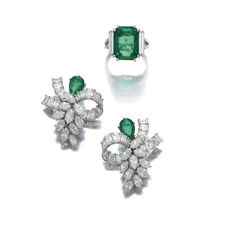 emerald earrings ring set