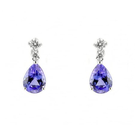 18ct white gold 2.00ct tanzanite & 0.31ct diamond drop earrings - Jewellery from Mr Harold and Son UK