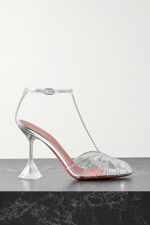 Brygit Crystal-embellished Pvc And Mirrored-leather Sandals - Clear