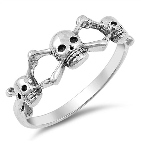 Sterling silver skull and crossbones ring