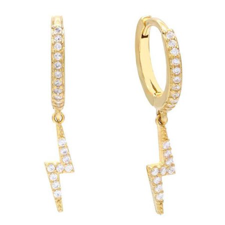 Gold Cubic Zirconia Lightning Huggie Earring | Adina's Jewels