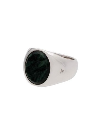 Tom Wood metallic oval green marble sterling silver ring