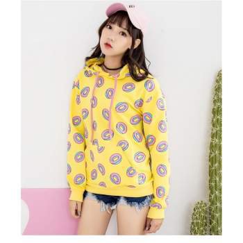 Yellow Doughnut Hoodies Round Neck Hoodie Coat Bts Winter Kpop Clothes New Sweatshirt Women Pullovers Korean Version - ราคาออนไลน์ในประเทศไทย