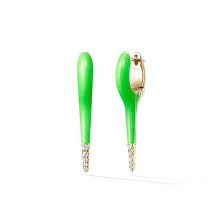 LOLA NEEDLE EARRING Small (Enamel: Neon Green with Diamond Tip) – Melissa Kaye
