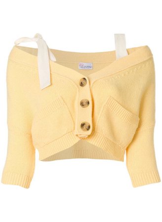 Yellow Button-Up Crop Top with Straps