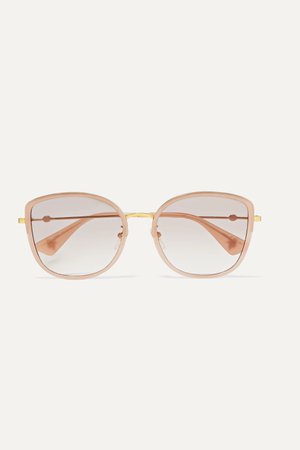 Pink Oversized square-frame acetate and gold-tone sunglasses | Gucci | NET-A-PORTER