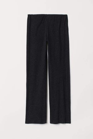 Wide-leg Linen-blend Pants - Black