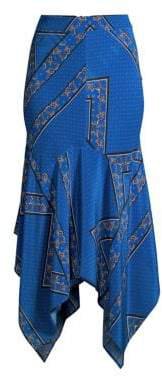 Women's Sandwashed Silk Handkerchief Hem Skirt - Lapis Blue - Size 34 (2)