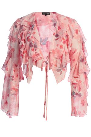 JLUXLABEL SPRING COLLECTION PINK YVANNA RUFFLE TOP