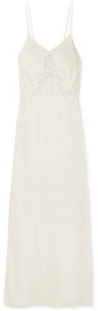 Lace-trimmed Satin Maxi Dress - Ivory