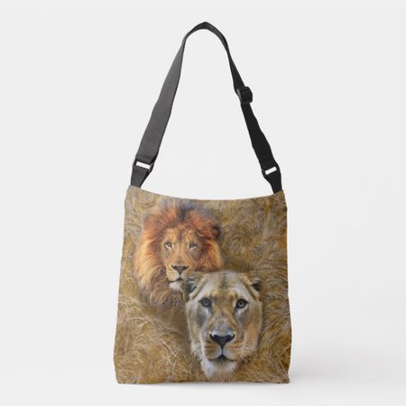 Wildlife- Lion & Lioness Crossbody Bag | Zazzle.com