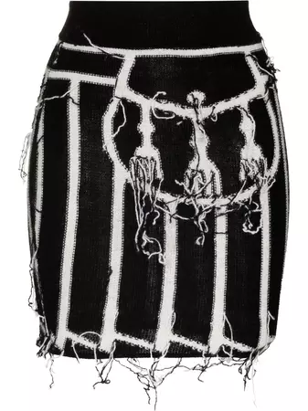 Charles Jeffrey Loverboy Graphic intarsia-knit Distressed Skirt - Farfetch